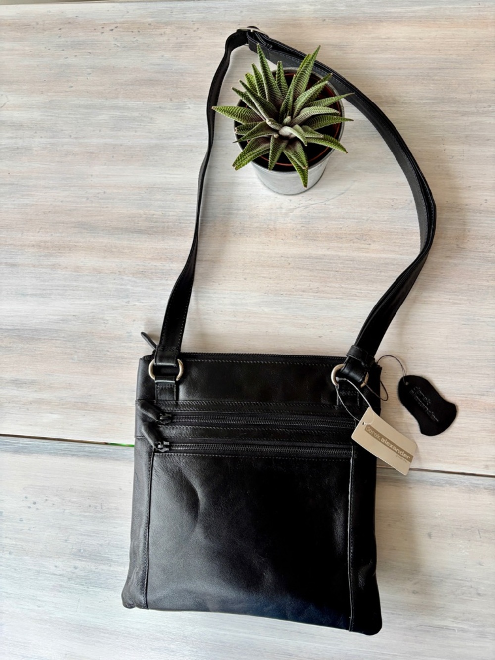 NWT Vintage Derek Alexander Black Leather Crossbody Purse.